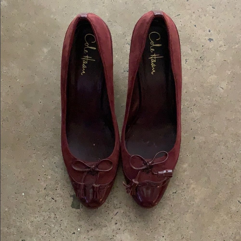 Cole Haan low heeled burgundy pumps, size 9